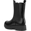 imagemysoft Womens Chelsea Boots Mid Calf Lug Sole Platform Chunky Heel Slip On Combat Fall Ankle BootiesBlack