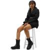 imagemysoft Womens Chelsea Boots Mid Calf Lug Sole Platform Chunky Heel Slip On Combat Fall Ankle BootiesBlack