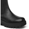 imagemysoft Womens Chelsea Boots Mid Calf Lug Sole Platform Chunky Heel Slip On Combat Fall Ankle BootiesBlack