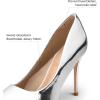 imagemysoft Womens High Heels Pumps Closed Pointed Toe Stiletto 4IN Heels Dress Wedding ShoesSilver Patent