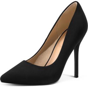 imagemysoft Womens High Heels Pumps Closed Pointed Toe Stiletto 4IN Heels Dress Wedding ShoesBlack Nubuck