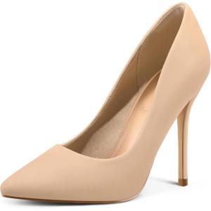 imagemysoft Womens High Heels Pumps Closed Pointed Toe Stiletto 4IN Heels Dress Wedding ShoesNude Nubuck