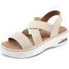 imagemysoft Womens Comfortable Walking Sandals Air Cushion Sport Slingback Elastic Band Platform ShoesLinen