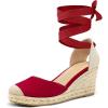 imagemysoft Womens Espadrille Wedge SandalsRed