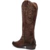 imagemysoft Womens Cowboy Boots Mid Calf Cowgirl Embroidered Western Pointed Toe Chunky Heel Pull On Knee High BootsDark Brown