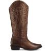 imagemysoft Womens Cowboy Boots Mid Calf Cowgirl Embroidered Western Pointed Toe Chunky Heel Pull On Knee High BootsDark Brown