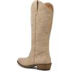 imagemysoft Womens Cowboy Boots Mid Calf Cowgirl Embroidered Western Pointed Toe Chunky Heel Pull On Knee High BootsTan