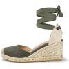 imagemysoft Womens Espadrille Wedge SandalsArmy Green