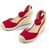 imagemysoft Womens Espadrille Wedge SandalsRed