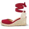 imagemysoft Womens Espadrille Wedge SandalsRed