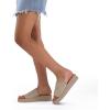 imagemysoft Womens Platform Slide Sandals 18 Inch Comfortable Summer SlipOn Open Toe Knit Flatform Walking Shoes for Women Lightweight Cushioned Breathable for Casual ampamp Outdoor WearLight Taupe