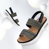 imagemysoft Womens Walking Sandals Comfortable Air Cushion Platform Elastic Ankle Strap Open Toe Ourdoor Summer ShoesBlack  White