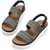 imagemysoft Womens Walking Sandals Comfortable Air Cushion Platform Elastic Ankle Strap Open Toe Ourdoor Summer ShoesBlack  White