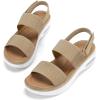 imagemysoft Womens Walking Sandals Comfortable Air Cushion Platform Elastic Ankle Strap Open Toe Ourdoor Summer ShoesKhaki