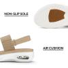 imagemysoft Womens Walking Sandals Comfortable Air Cushion Platform Elastic Ankle Strap Open Toe Ourdoor Summer ShoesKhaki