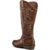 imagemysoft Womens Wide Calf Cowboy Boots Pull on Cowgirl Embroidered Mid Calf Pointed Toe Chunky Heel Western BootsBrown