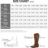 imagemysoft Womens Wide Calf Cowboy Boots Pull on Cowgirl Embroidered Mid Calf Pointed Toe Chunky Heel Western BootsBrown