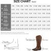 imagemysoft Womens Wide Calf Cowboy Boots Pull on Cowgirl Embroidered Mid Calf Pointed Toe Chunky Heel Western BootsDark Brown