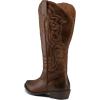 imagemysoft Womens Wide Calf Cowboy Boots Pull on Cowgirl Embroidered Mid Calf Pointed Toe Chunky Heel Western BootsDark Brown