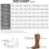 imagemysoft Womens Wide Calf Cowboy Boots Pull on Cowgirl Embroidered Mid Calf Pointed Toe Chunky Heel Western BootsLight Brown