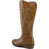 imagemysoft Womens Wide Calf Cowboy Boots Pull on Cowgirl Embroidered Mid Calf Pointed Toe Chunky Heel Western BootsLight Brown