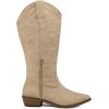 imagemysoft Womens Wide Calf Cowboy Boots Pull on Cowgirl Embroidered Mid Calf Pointed Toe Chunky Heel Western BootsTan