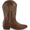 imagemysoft Womens Wide Calf Cowboy Boots PullOn MidCalf Embroidered Pointed Toe Retro Western BootsBrown