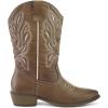 imagemysoft Womens Wide Calf Cowboy Boots PullOn MidCalf Embroidered Pointed Toe Retro Western BootsLight Brown