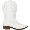 imagemysoft Womens Wide Calf Cowboy Boots PullOn MidCalf Embroidered Pointed Toe Retro Western BootsWhite