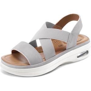 imagemysoft Womens Comfortable Walking Sandals Air Cushion Sport Slingback Elastic Band Platform ShoesGrey