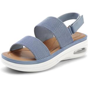 imagemysoft Womens Walking Sandals Comfortable Air Cushion Platform Elastic Ankle Strap Open Toe Ourdoor Summer ShoesBlue
