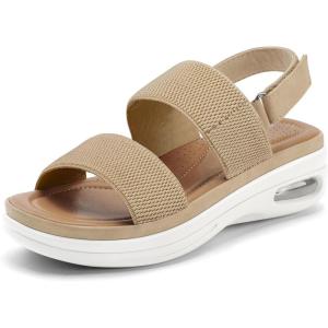 imagemysoft Womens Walking Sandals Comfortable Air Cushion Platform Elastic Ankle Strap Open Toe Ourdoor Summer ShoesKhaki