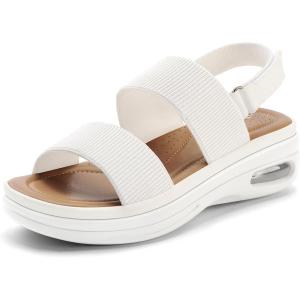 imagemysoft Womens Walking Sandals Comfortable Air Cushion Platform Elastic Ankle Strap Open Toe Ourdoor Summer ShoesWhite