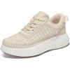imagemysoft Womens Platform Chunky Sneakers Comfortable Lightweight Fashion Sneaker Casual Walking ShoesBeige Woven