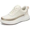 imagemysoft Womens Platform Chunky Sneakers Comfortable Lightweight Fashion Sneaker Casual Walking ShoesWhite Woven