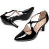 imagemysoft Womens Dress Shoes Closed Toe 3 Inch Heels Cross Strap Stiletto Pumps Wedding Prom Party Evening Formal ShoesBlack Patent