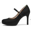 imagemysoft Womens Pumps Closed Toe Mary Jane Pumps Round Toe Platform High Heel Dress Shoes Black Suede