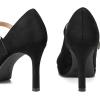 imagemysoft Womens Pumps Closed Toe Mary Jane Pumps Round Toe Platform High Heel Dress Shoes Black Suede