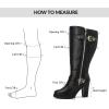 imagemysoft Womens WideExtra Wide Calf Knee High Boots Chunky Block Heel Round Toe Tall Boots Side ZipperBlack Extra Wide Calf