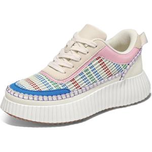 imagemysoft Womens Platform Chunky Sneakers Comfortable Lightweight Fashion Sneaker Casual Walking ShoesPinkBlue Multi Knit