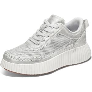 imagemysoft Womens Platform Chunky Sneakers Comfortable Lightweight Fashion Sneaker Casual Walking ShoesSilver Glitter