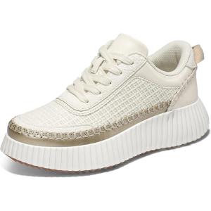 imagemysoft Womens Platform Chunky Sneakers Comfortable Lightweight Fashion Sneaker Casual Walking ShoesWhite Woven