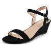 imagemysoft Womens Wedge Sandals 2 Inch Low Heel Open Toe Ankle Strap Summer Wedding Party Dress ShoesBlack Nubuck