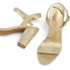 imagemysoft Womens Chunky Block Heels 33IN Open Toe Ankle Strap High Heeled Sandals