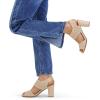 imagemysoft Womens Chunky Block High Heels Elastic Knit Open Toe Slingback Heeled SandalsNude Hook  Loop