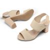 imagemysoft Womens Chunky Block High Heels Elastic Knit Open Toe Slingback Heeled SandalsNude Hook  Loop