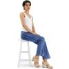 imagemysoft Womens Chunky Block High Heels Elastic Knit Open Toe Slingback Heeled SandalsNude Slip on