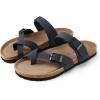 imagemysoft Womens Cork Footbed Sandals Double Adjustable Buckle Slide Sandals Slip On Walking Summer ShoesNavy