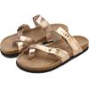 imagemysoft Womens Cork Footbed Sandals Double Adjustable Buckle Slide Sandals Slip On Walking Summer ShoesRose Gold