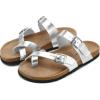 imagemysoft Womens Cork Footbed Sandals Double Adjustable Buckle Slide Sandals Slip On Walking Summer ShoesSilver